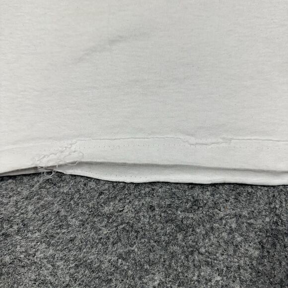 AC DC Angus Young Brian Johnson XL Shirt White Band Cotton Short Sleeve GUC - Picture 7 of 7